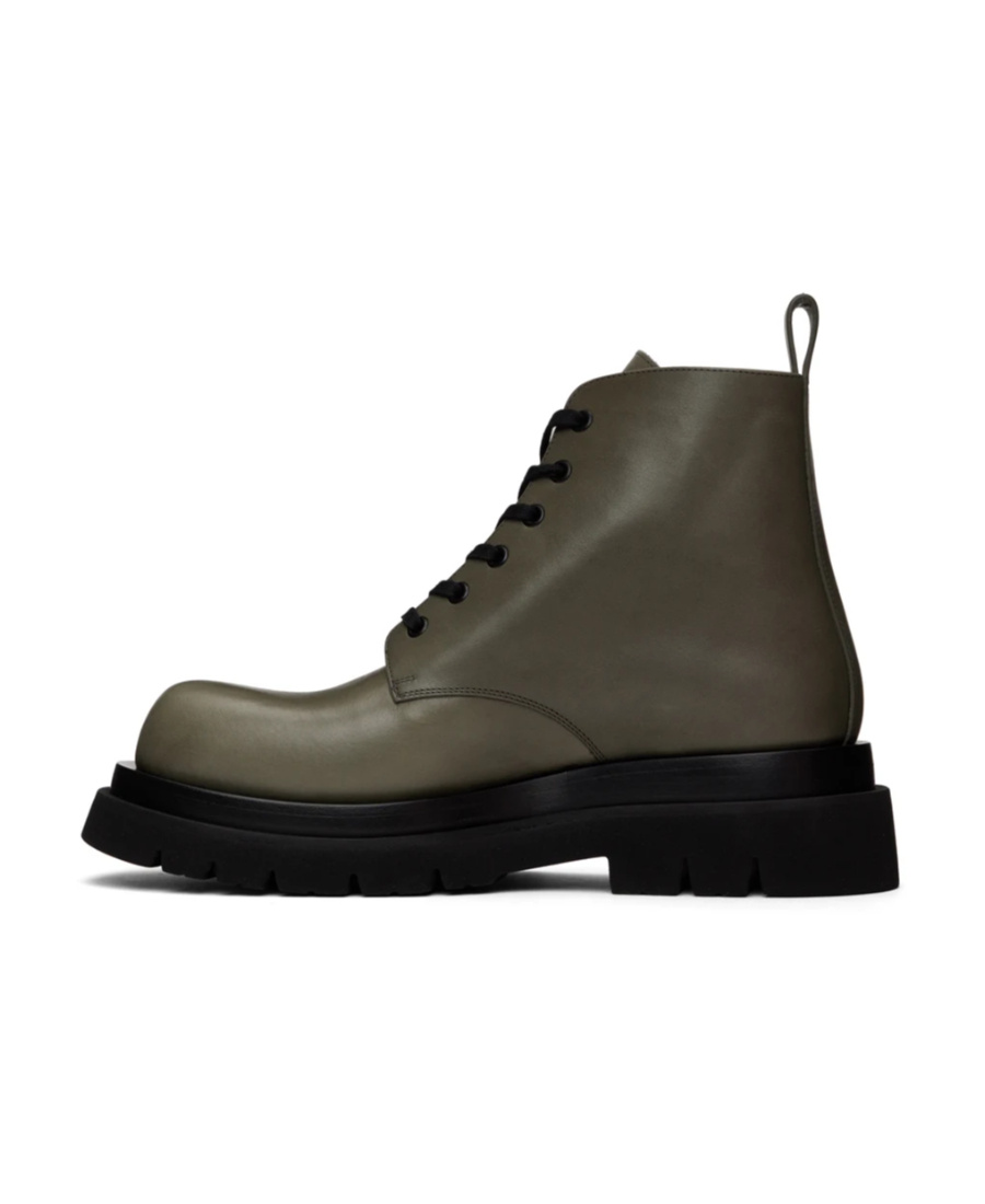 Bottega Veneta Lug Asphalt Lace-up Boot In Black