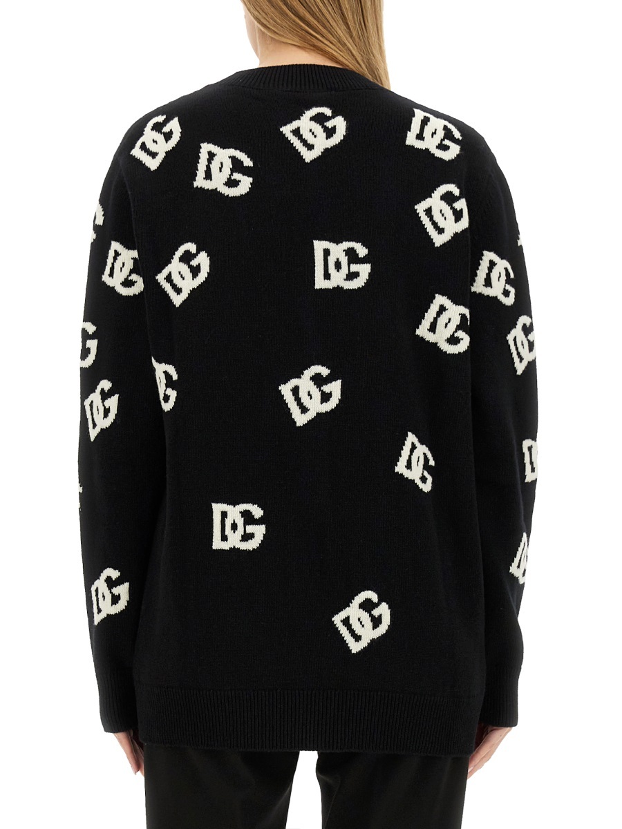Dolce & Gabbana Dg Monogram Cardigan In Black