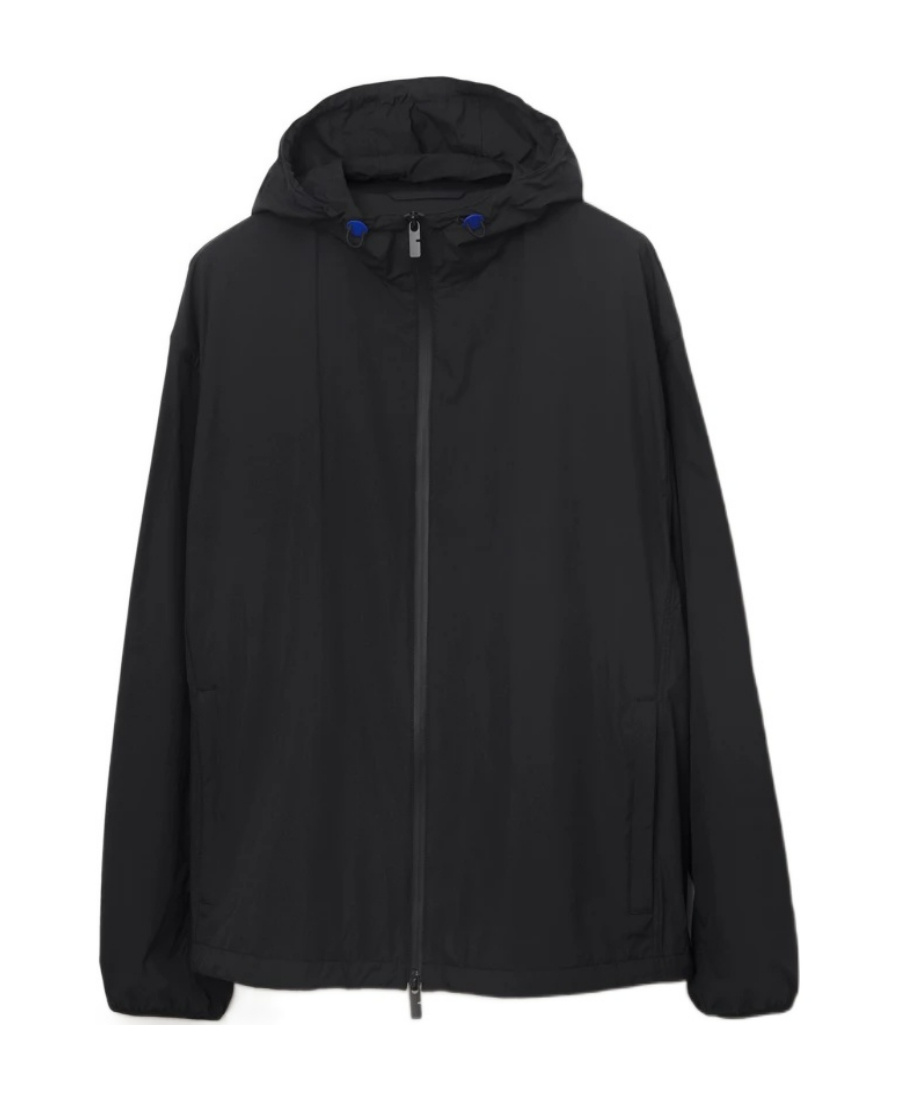 Burberry Ekd-embroidered Hooded Lightweight Jacket In Black