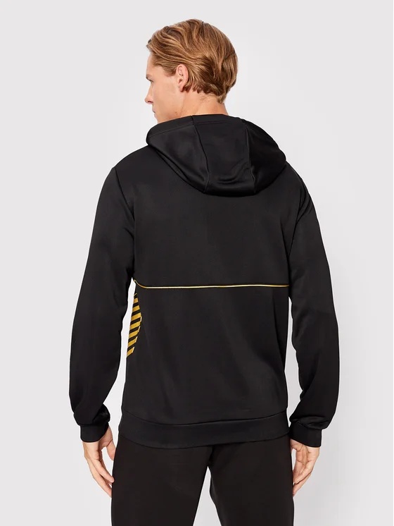 Ea7 Logo Hooded Sweater In Black