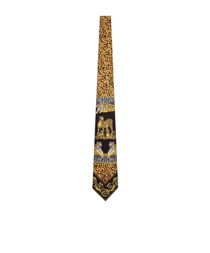 Versace Animal-print Tie In Gold