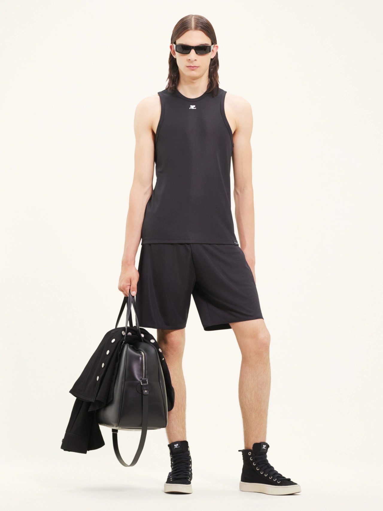 Courrèges Crewneck Straight Hem Tank Top In Black