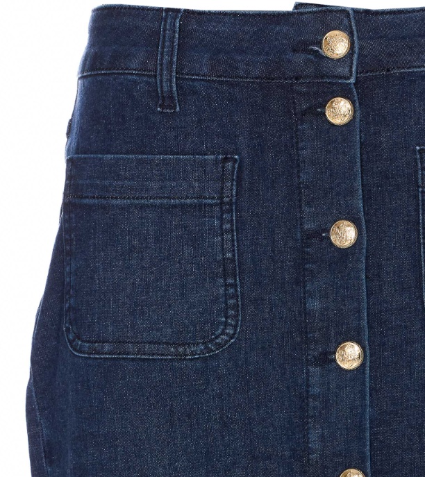 Liu •jo Button-down Denim Skirt In Blue