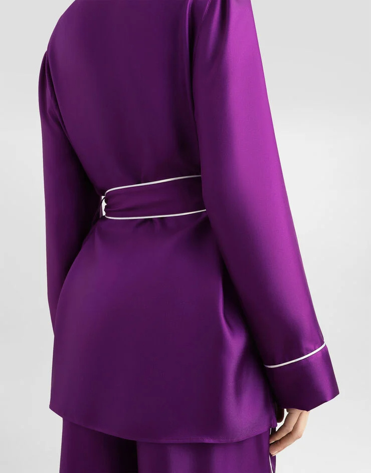 Dolce & Gabbana Silk Twill Vanity Shirt In Purple