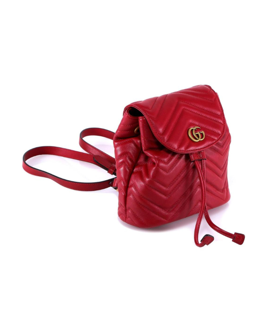 Gucci Red Marmont Quilted Leather Backpack In Red
