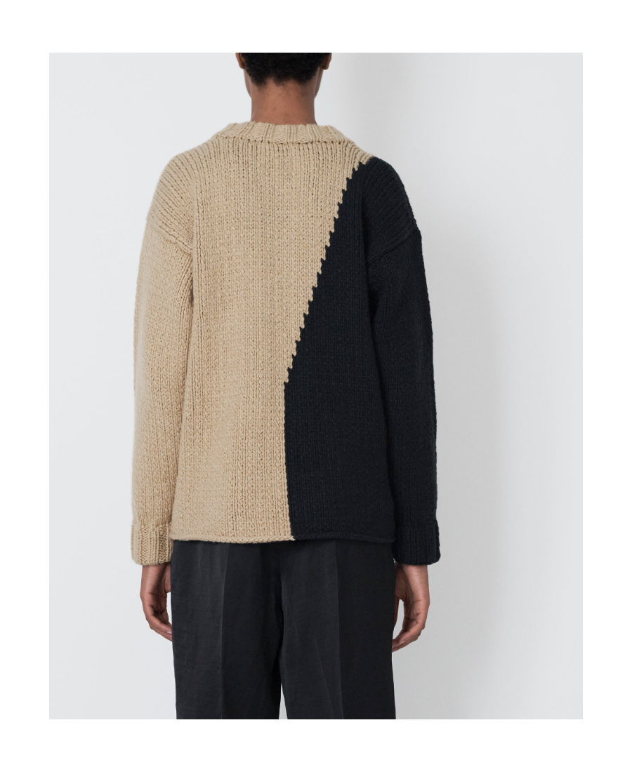 Partow Mia Two-tone Cashmere Sweater In Black