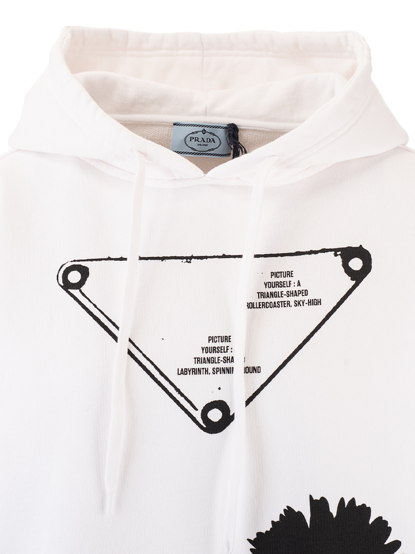 Prada Pattern Hooded Sweater In White