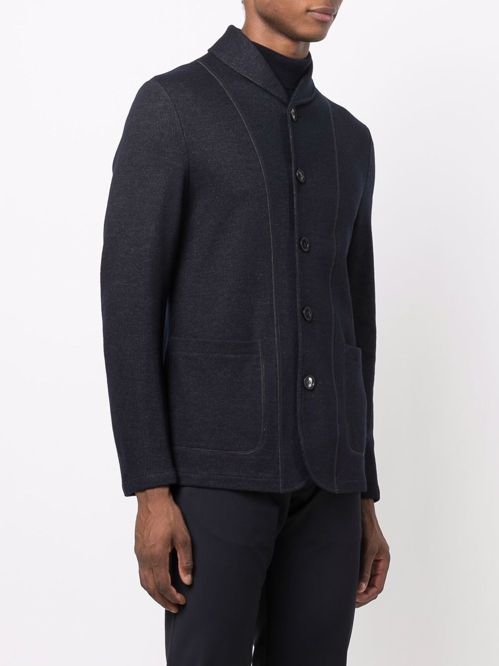 Giorgio Armani Contrast-trim Single-breasted Blazer In Black
