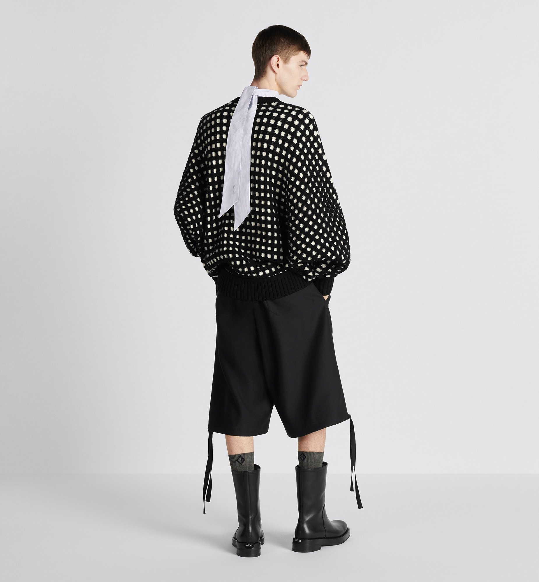 Dior Pull Rope Details Shearing Wool Shorts In Black