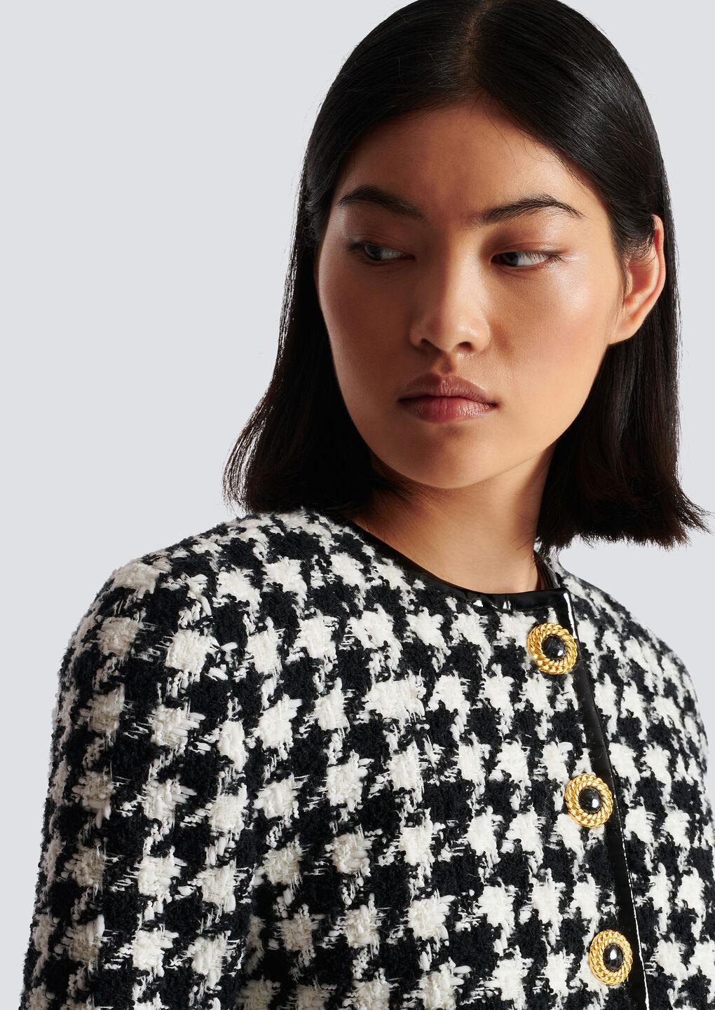 Balmain Casual Jacket With Houndstooth Pattern In Black