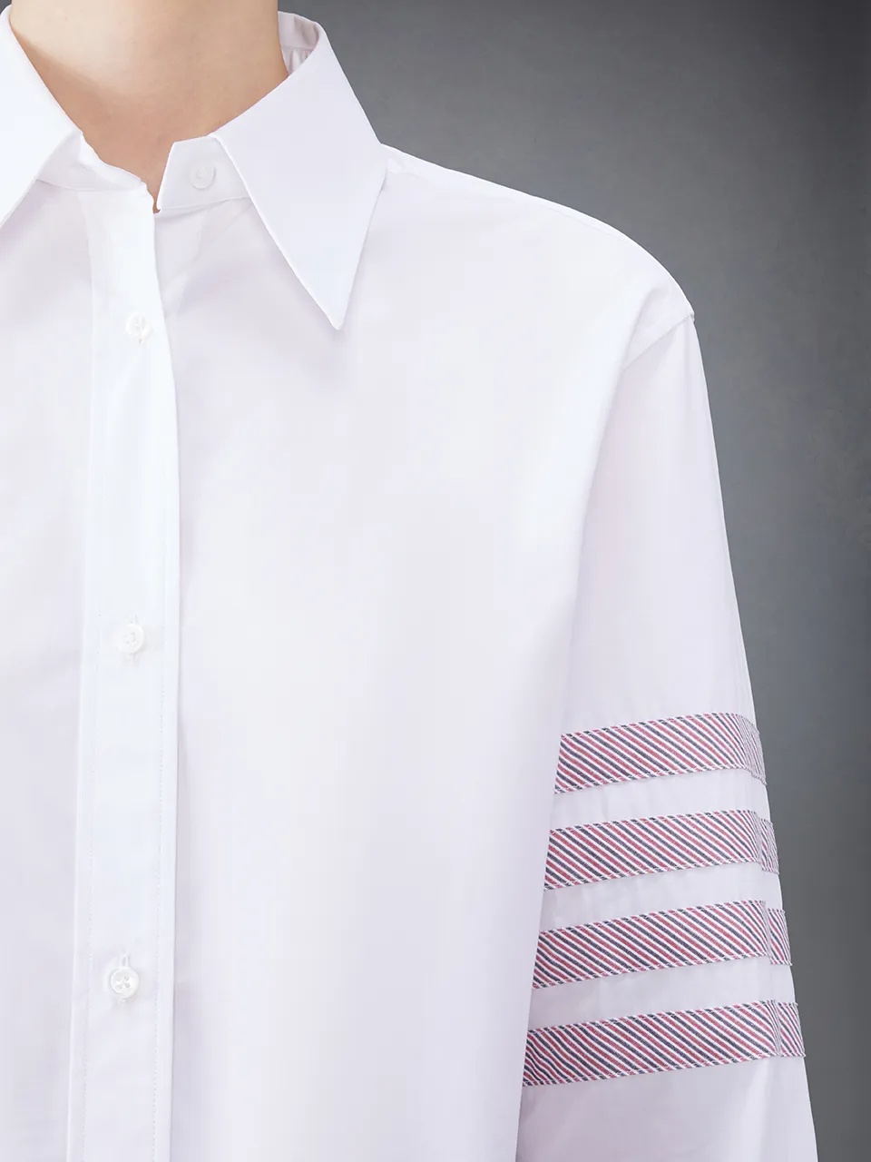 Thom Browne 4-bar Long-sleeved Shirt In White