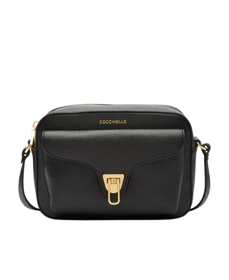 Coccinelle Beat Logo Stamp Small Shoulder Bag In Black