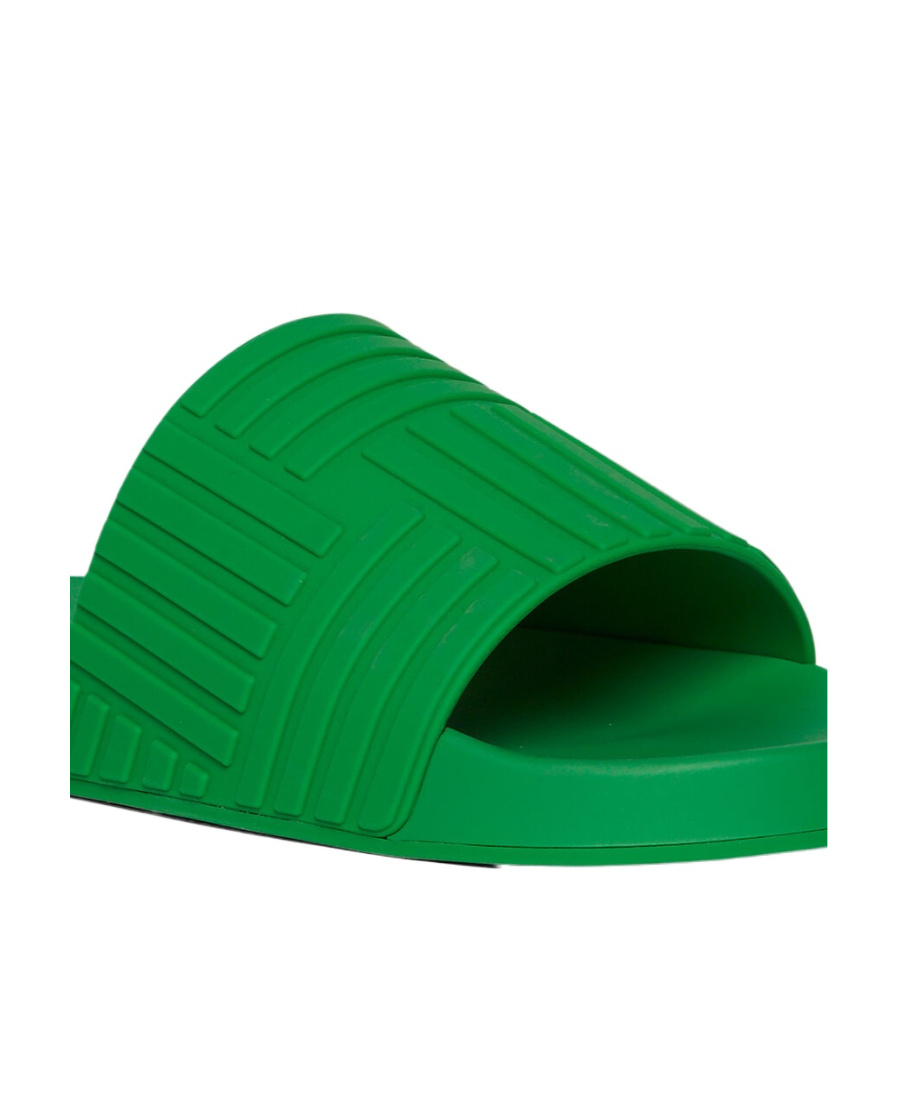 Bottega Veneta Intrecciato Logo-embossed Slides In Green