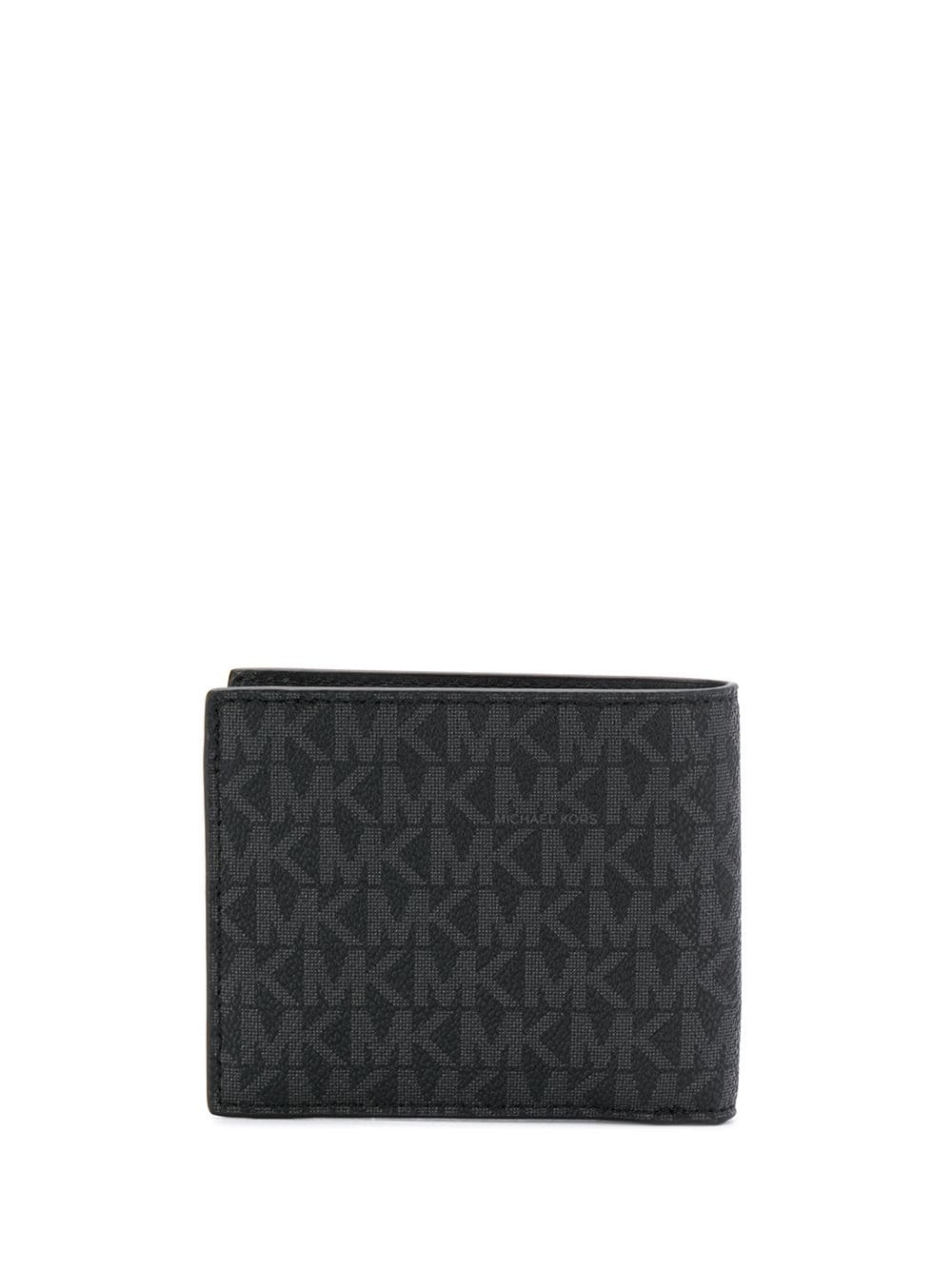 Michael Kors Logo Printed Bi-fold Wallet In Black