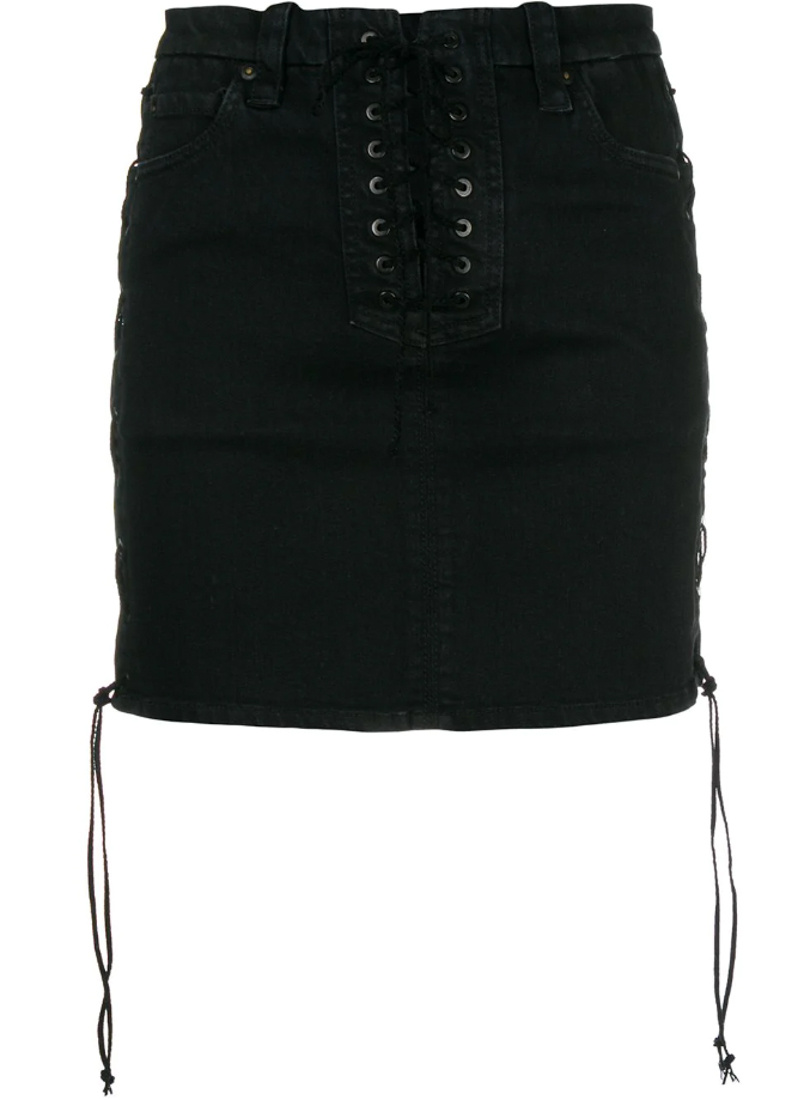 Ben Taverniti Unravel Project Straddle Denim Skirt In Black