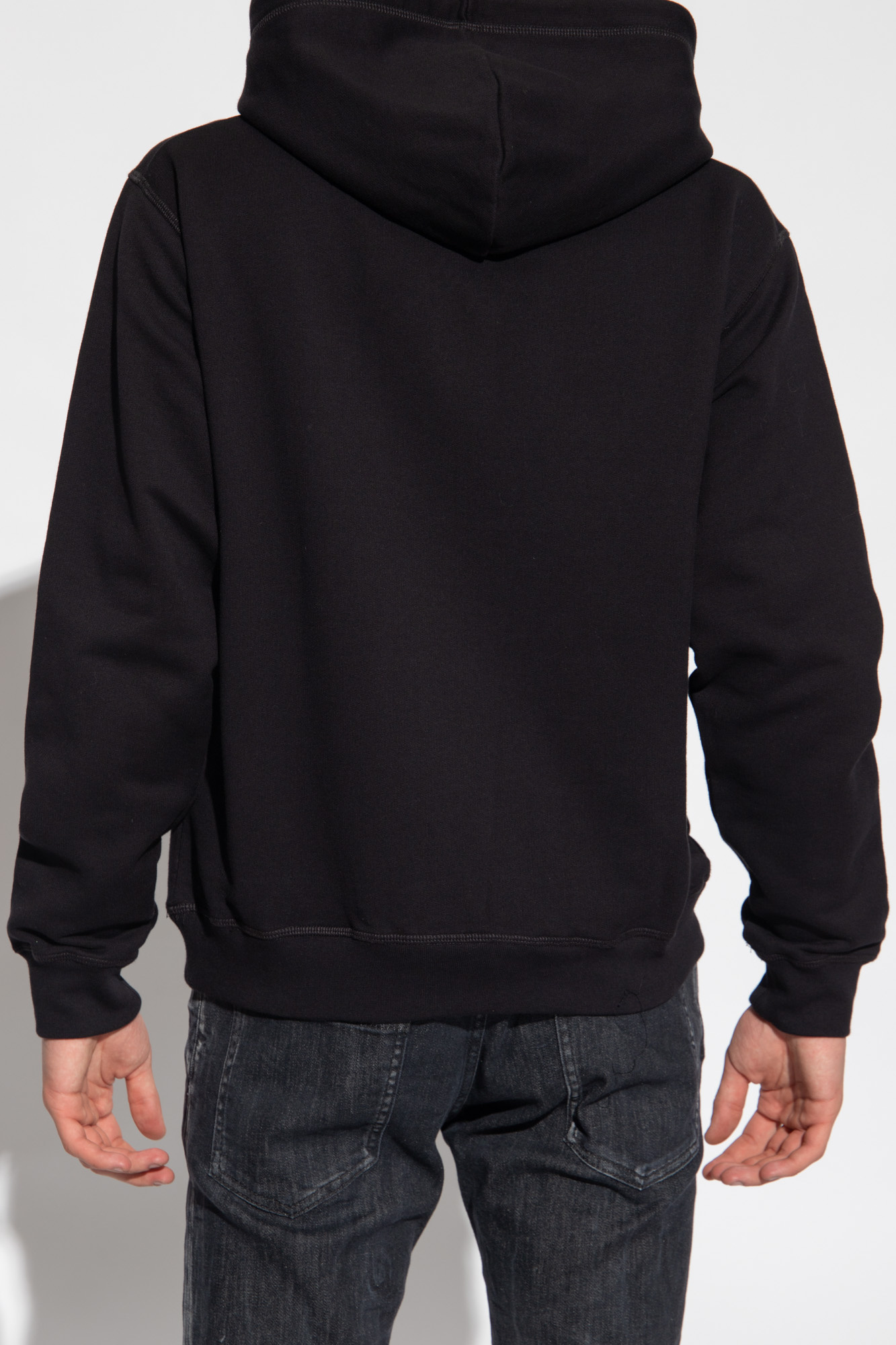 Dsquared2 Ciro Logo Printed Cotton Hoodie In Black