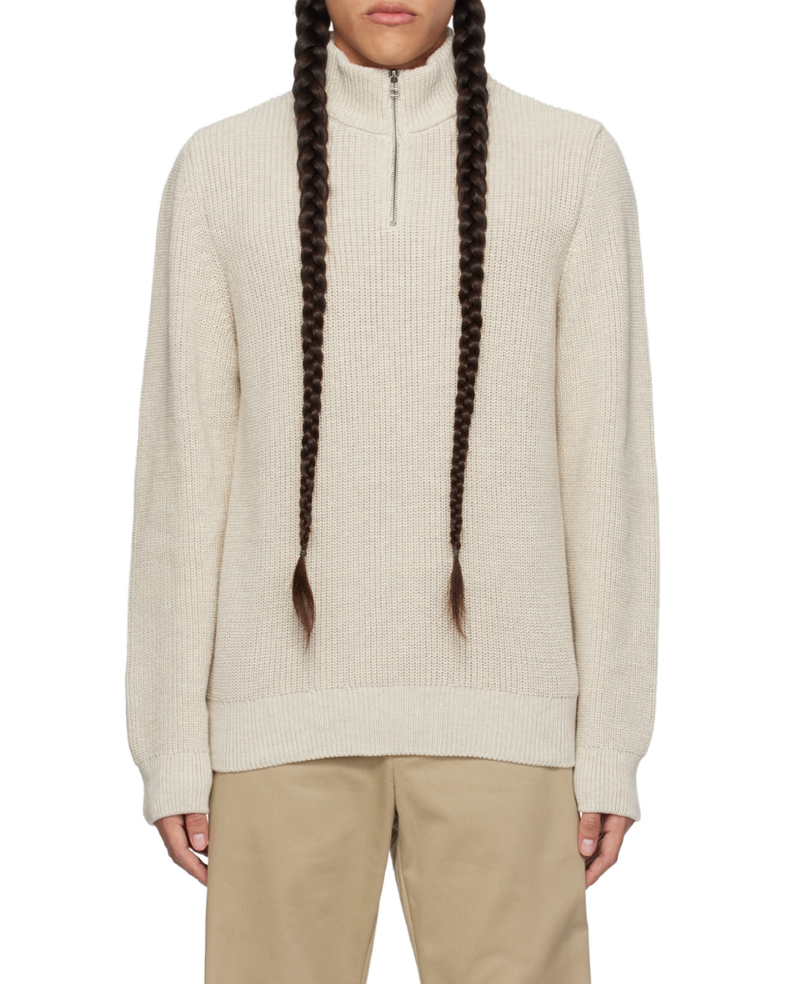 Apc Mock-neck Half-zip Cotton Jumper