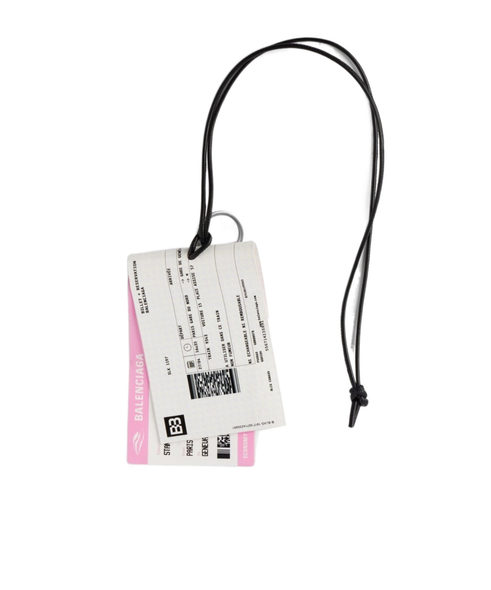 Balenciaga Charm/keychain Train Ticket In White/black/pink