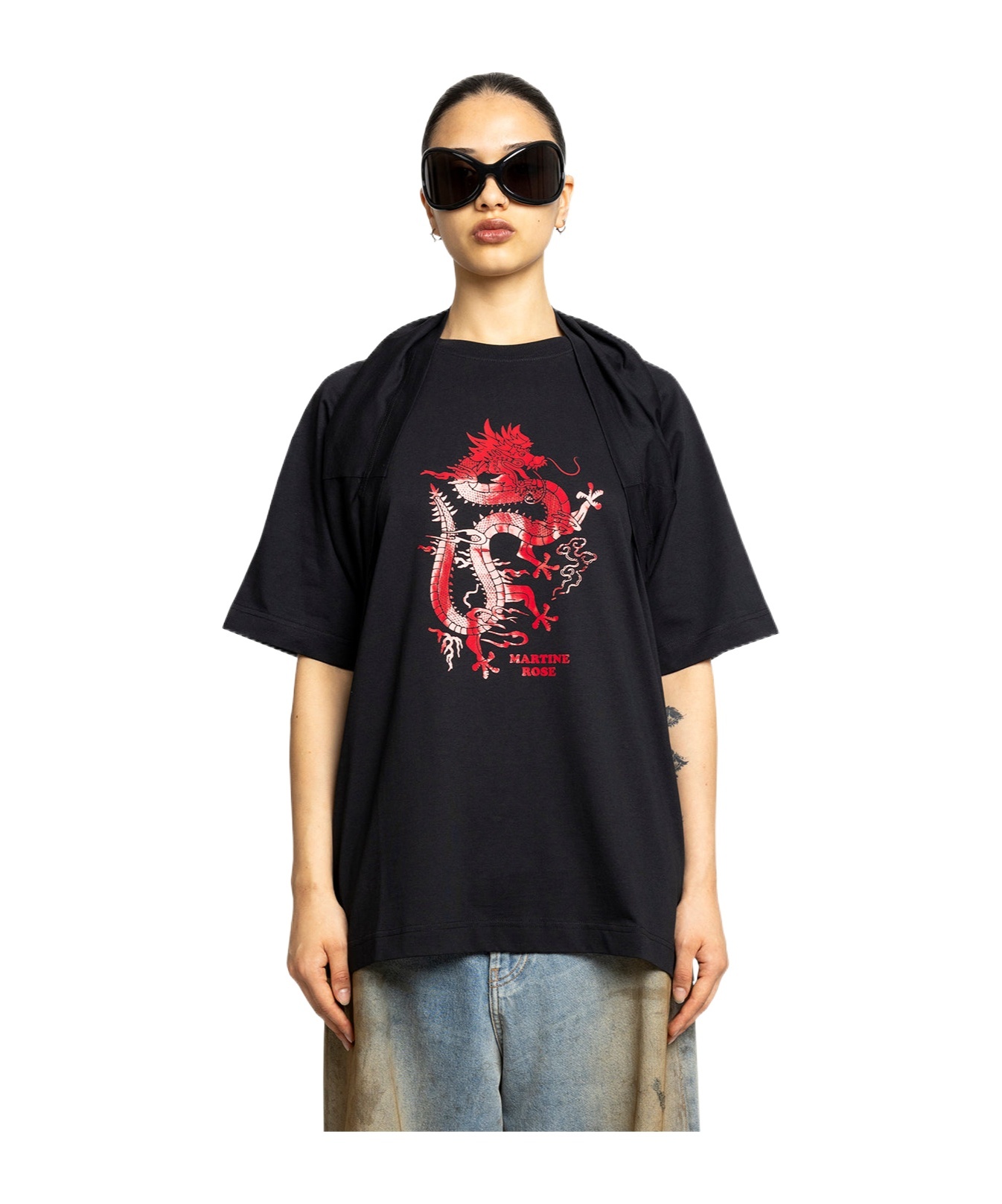 Martine Rose Oversized Black T-shirt Celebration With Print In Black