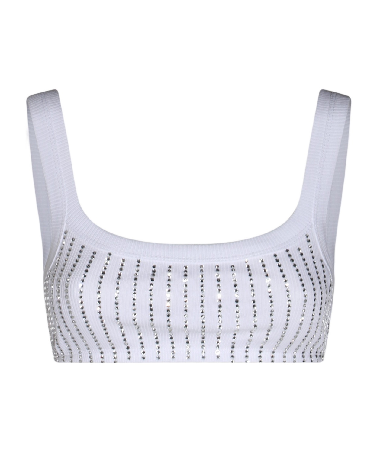 Attico The  Embellised Knitted Cropped Tank Top In White