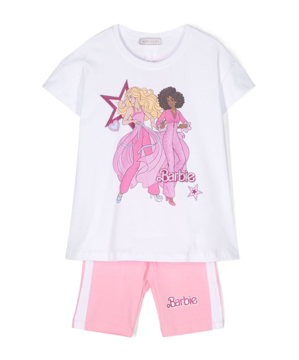 Monnalisa X Barbie Cotton Short Set In White