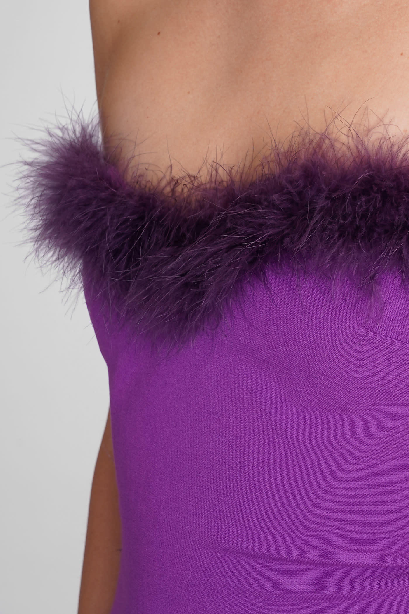 Amen Feather-trim Strapless Crepe Minidress In Purple