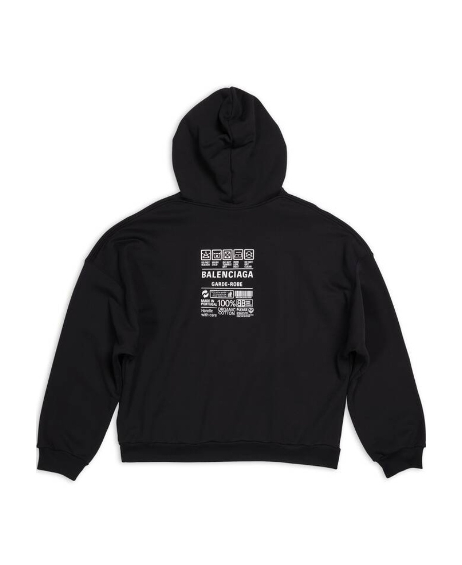 Balenciaga Logo-print Long-sleeve Hoodie In Black