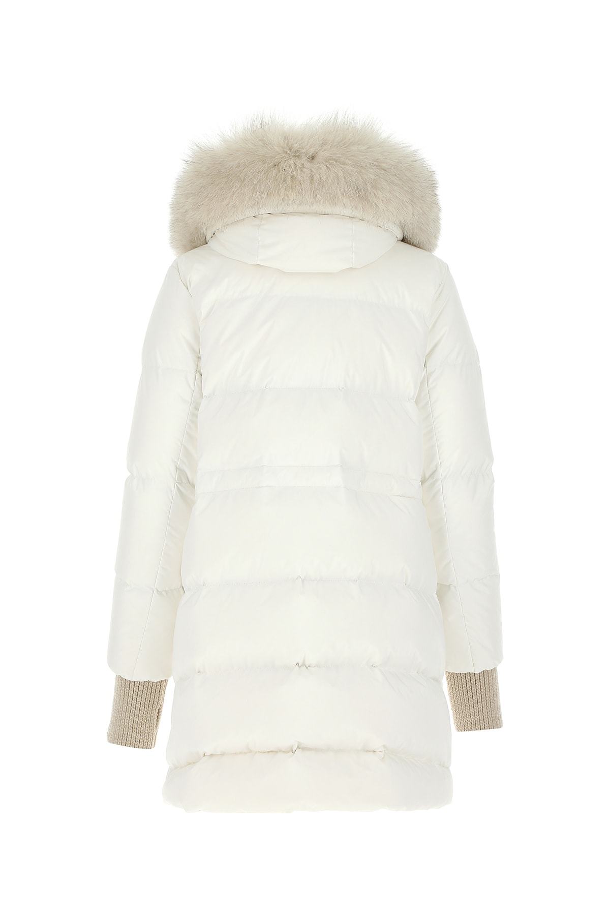 Moorer Long-sleeved Hooded Down Jacket In White