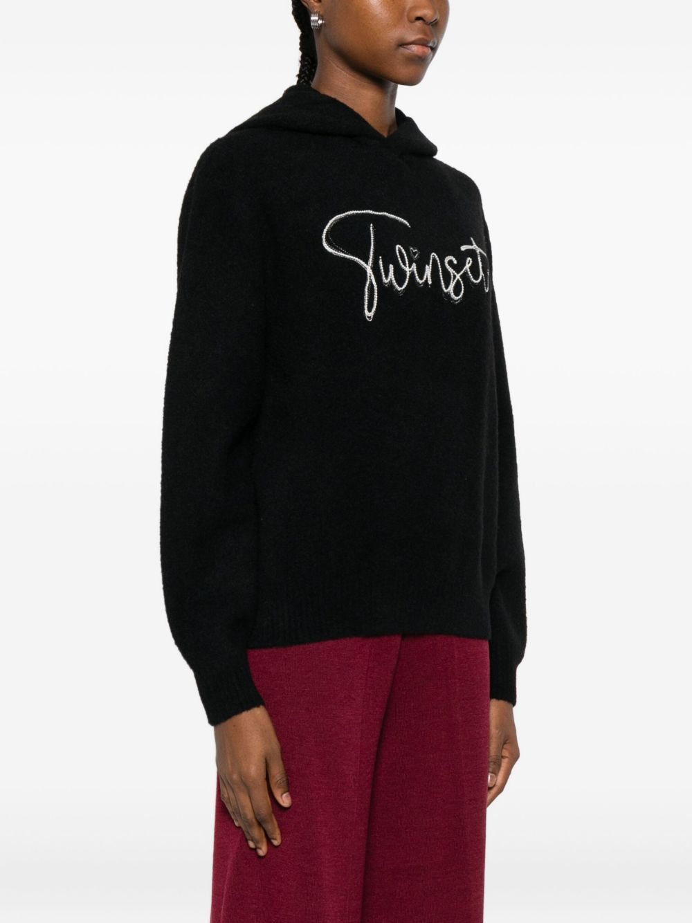 Twinset Logo-print Hoodie In Black