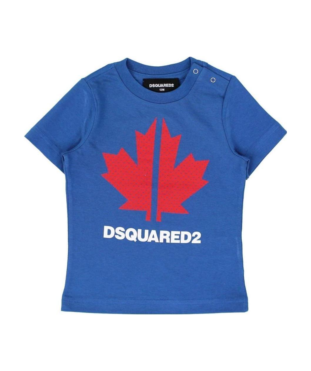 Dsquared2 Leaf Print T-shirt In Blue