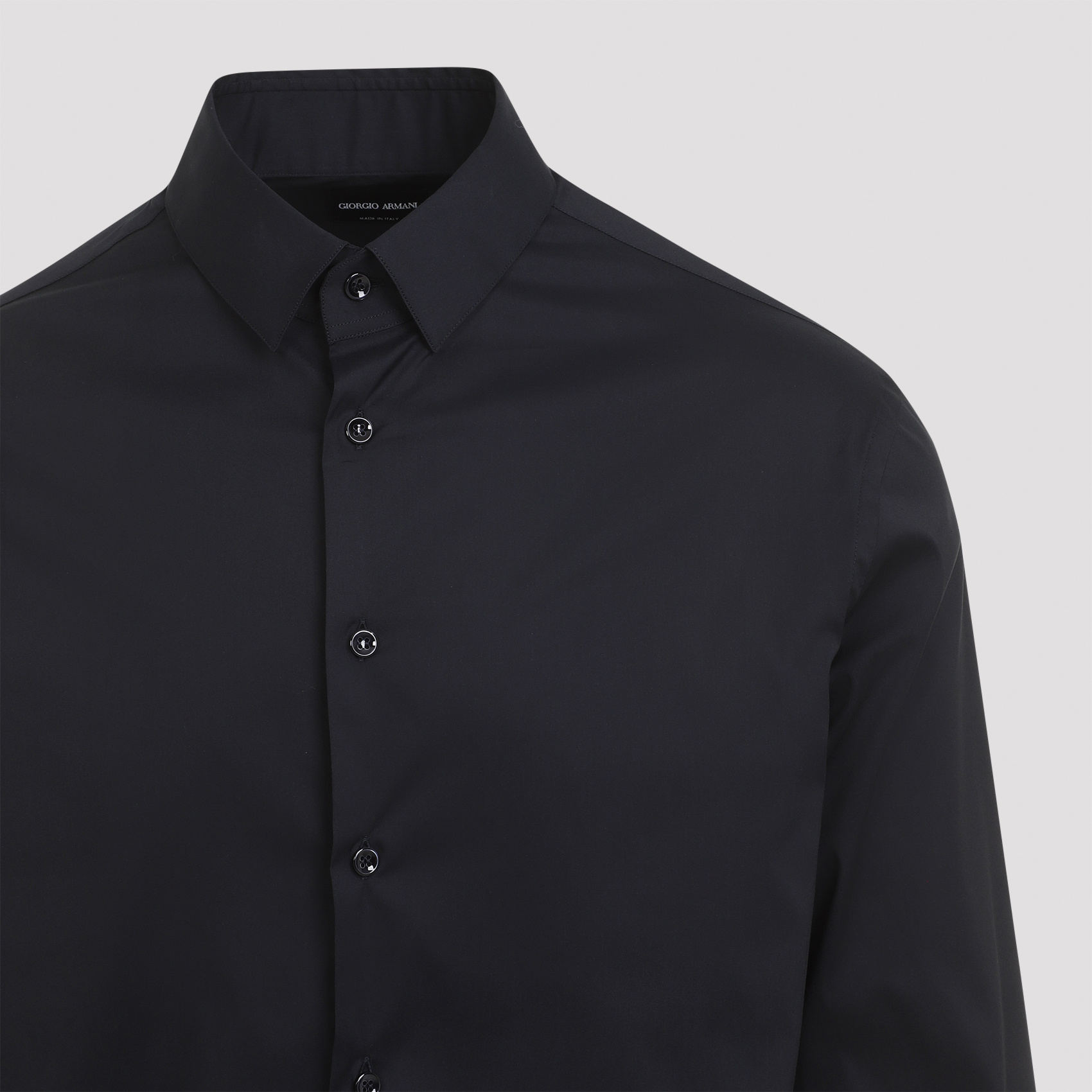 Giorgio Armani Curved Hem Poplin Shirt In Black