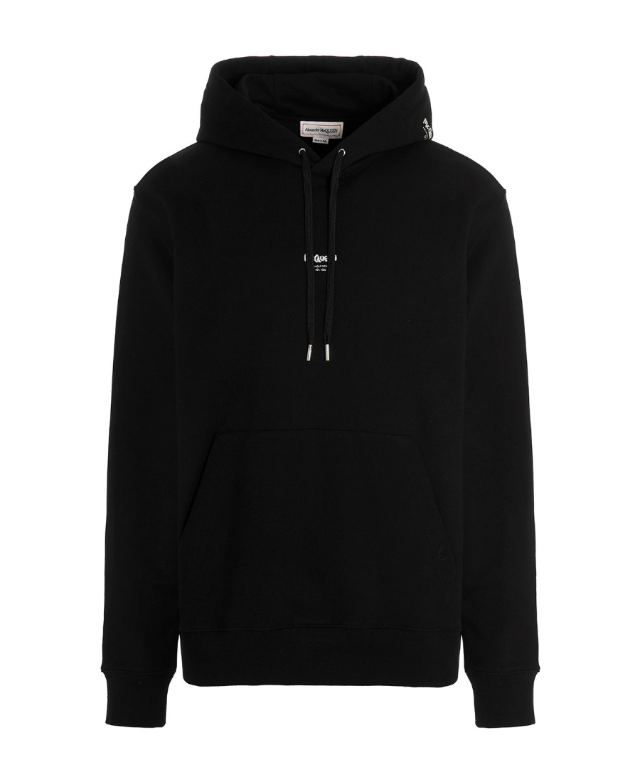 Alexander Mcqueen Small Graffiti Logo Hoodie In Black