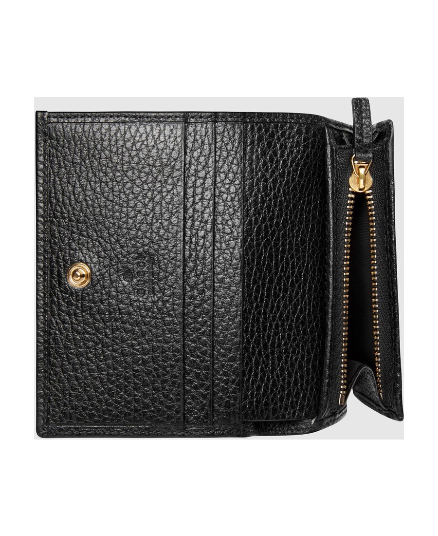 Gucci + Net Sustain Marmont Petite Textured-leather Wallet In Black