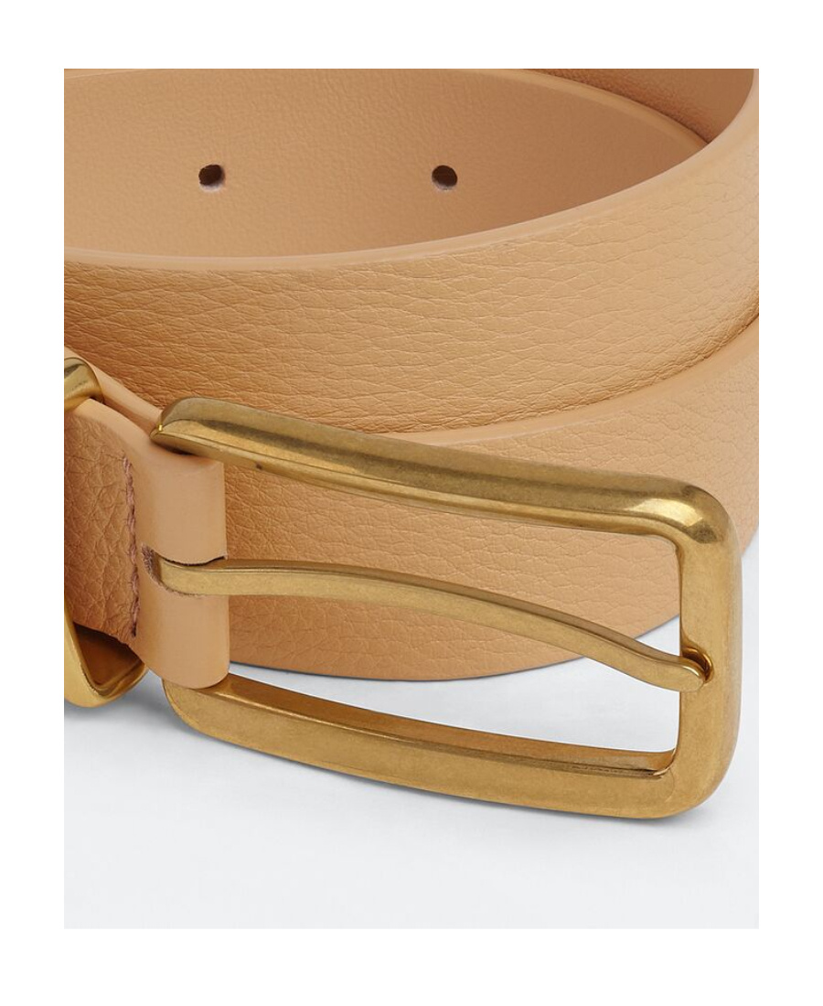 Bottega Veneta Rectangular-buckle Belt In Nude