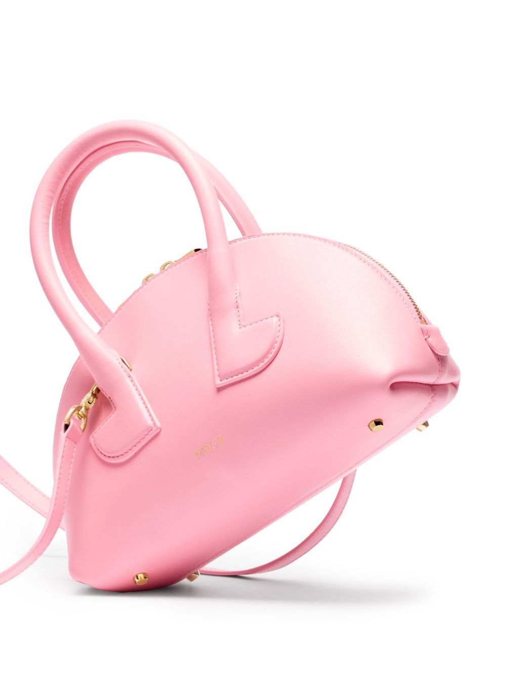 Patou Rounded Vitello Leather Handbag With Gold Hardware