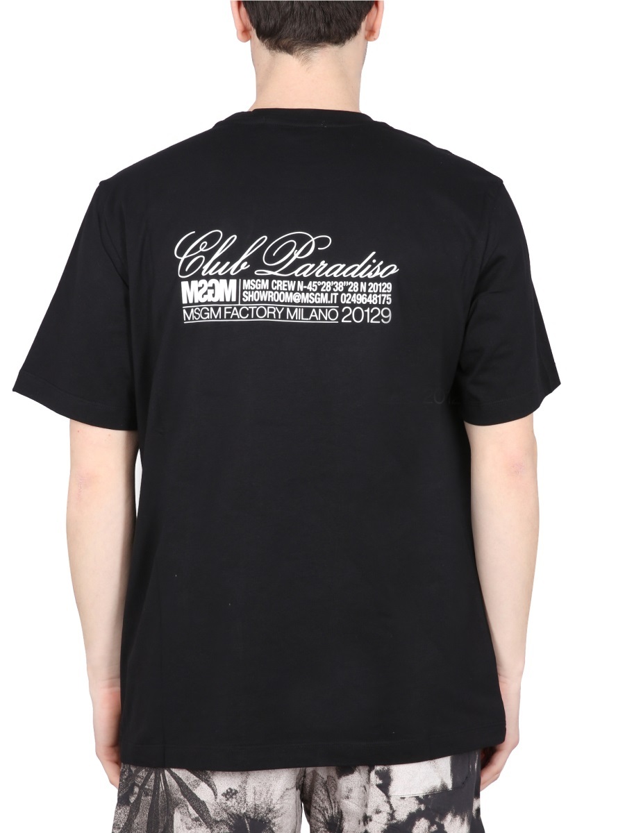 Msgm Logo Printed Crewneck T-shirt In Black