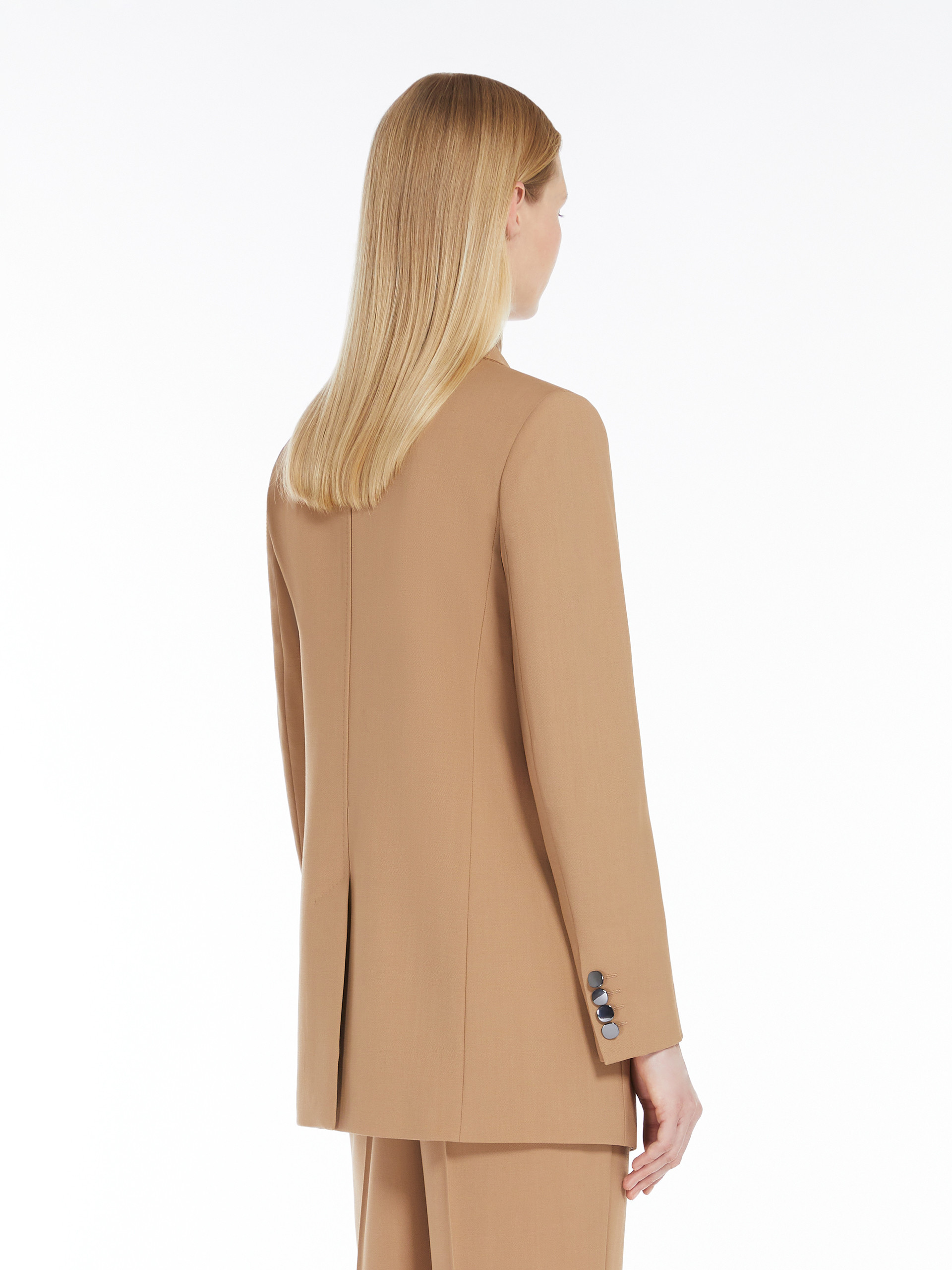 Max Mara Notched Lapels Single-breasted Jacket With Split Cuffs In Nude