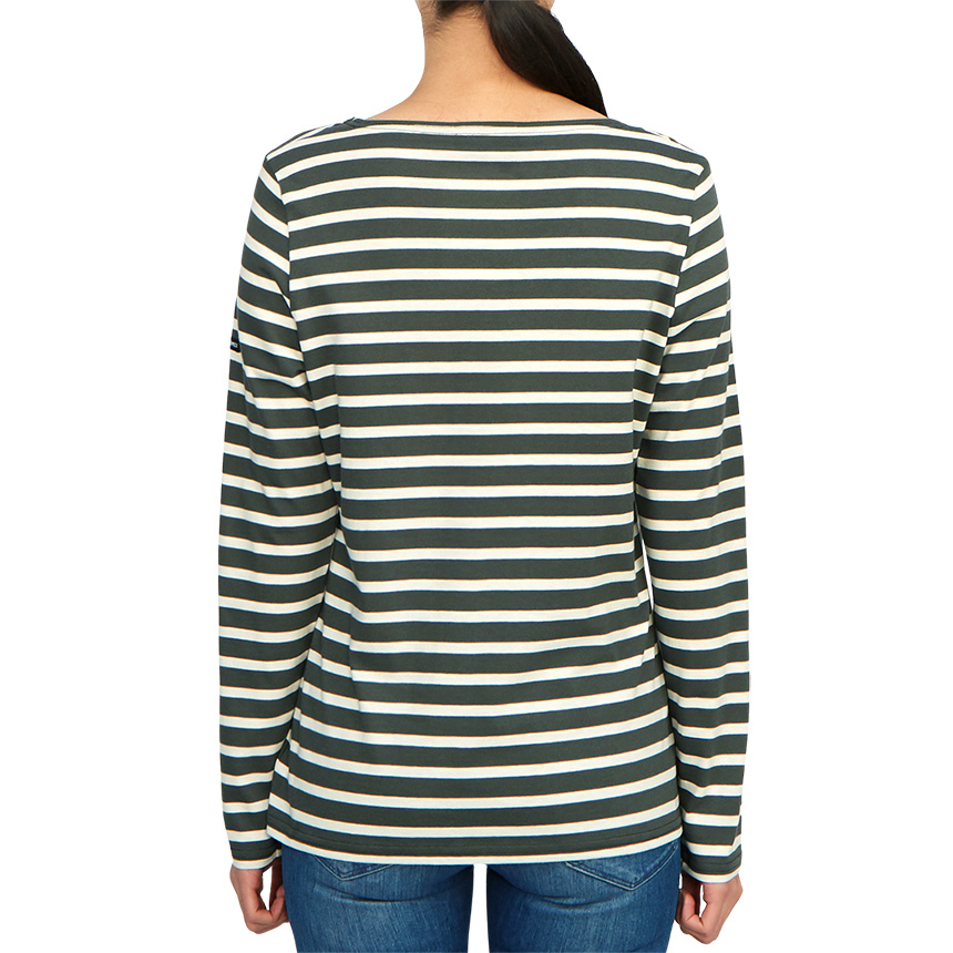 Saint James Striped Logo T-shirt In Black