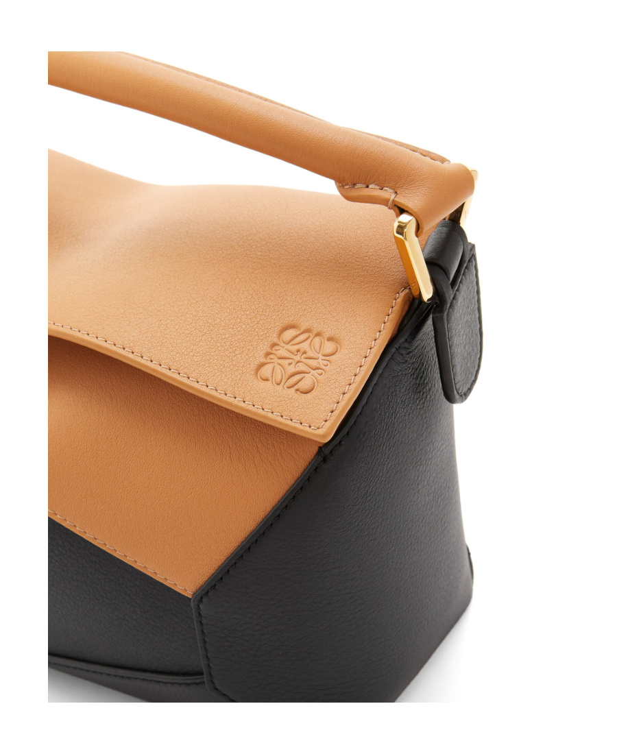 Loewe Small Leather Puzzle Edge Top-handle Bag In Black