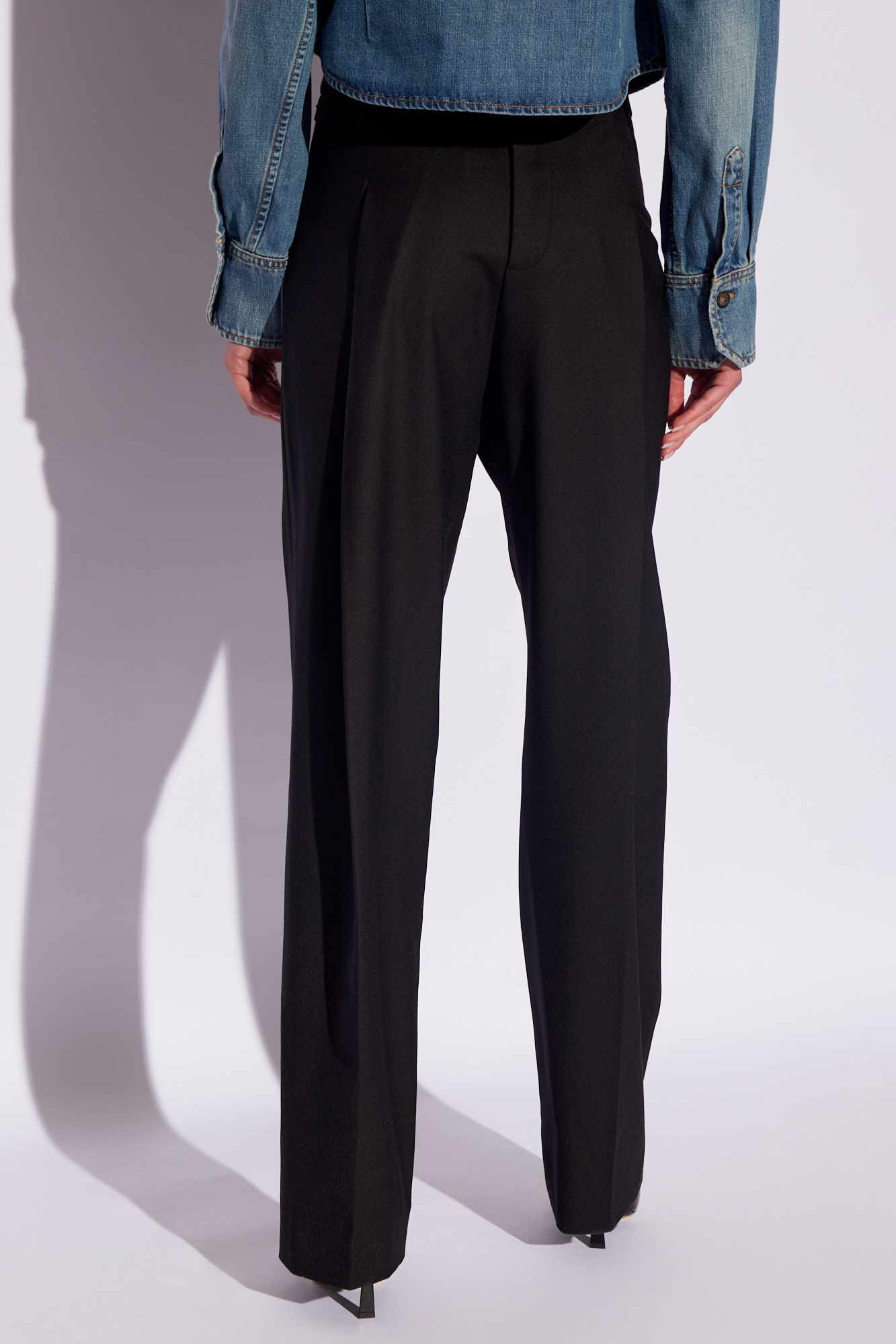 Victoria Beckham Reverse Front Tailored Trousers In Black