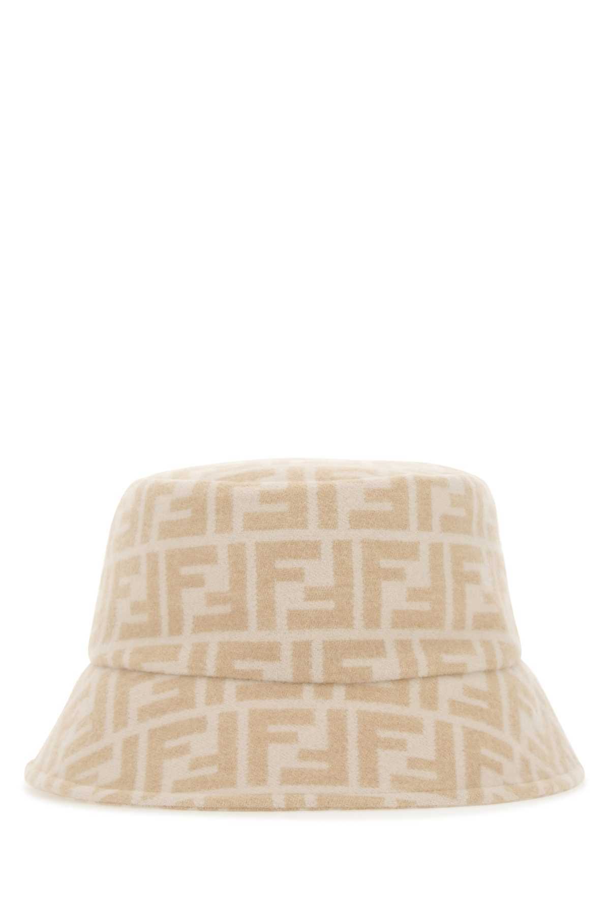 Fendi Ff Logo Bucket Hat In Nude