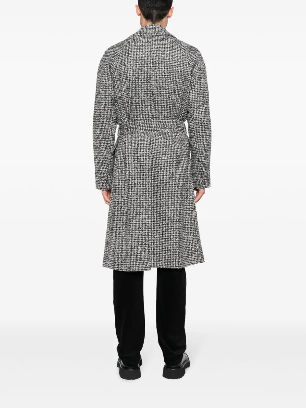 Lardini Double-breasted Coat With Textured Fabric In Gray