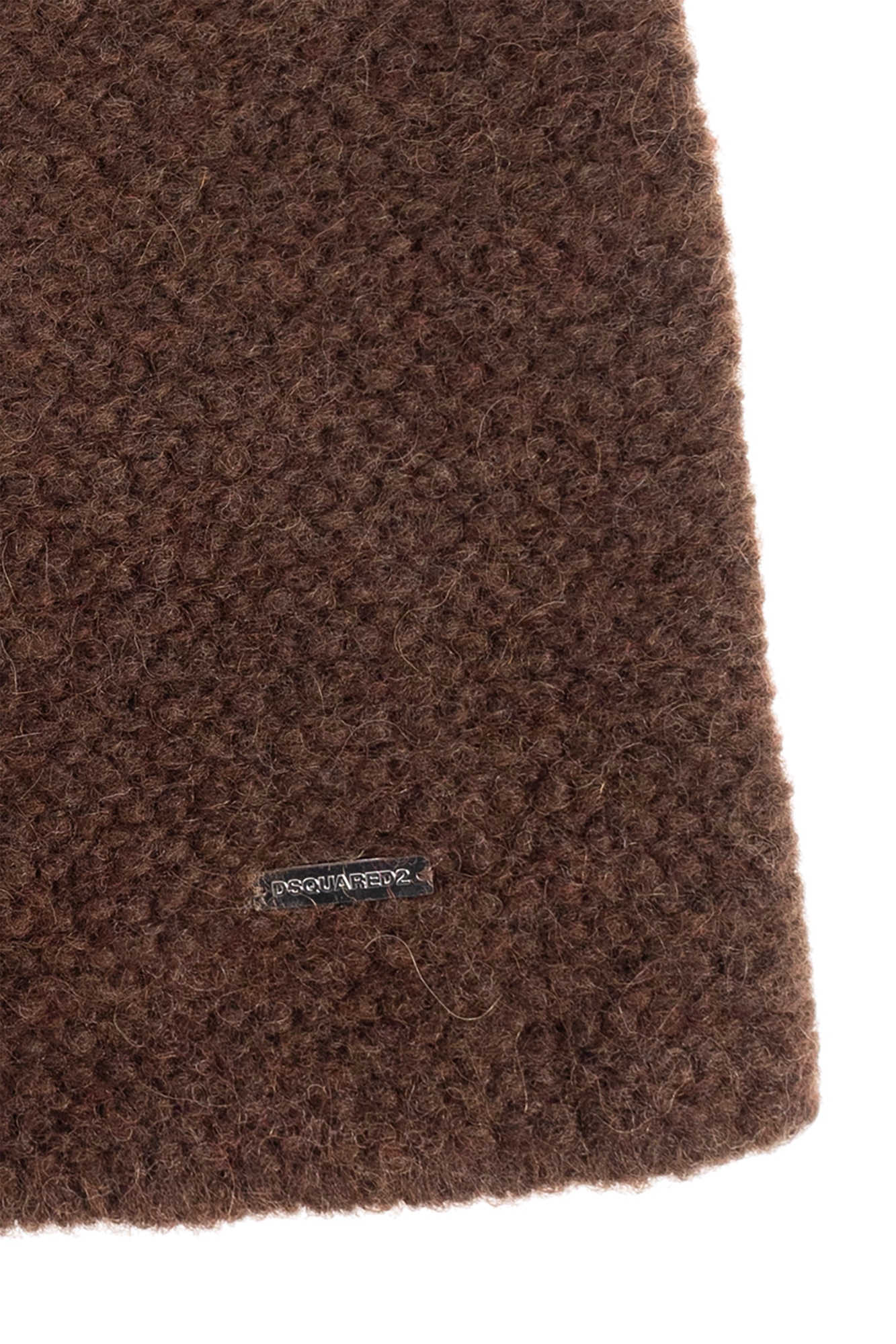 Dsquared2 Logo-plaque Textured Beanie In Brown