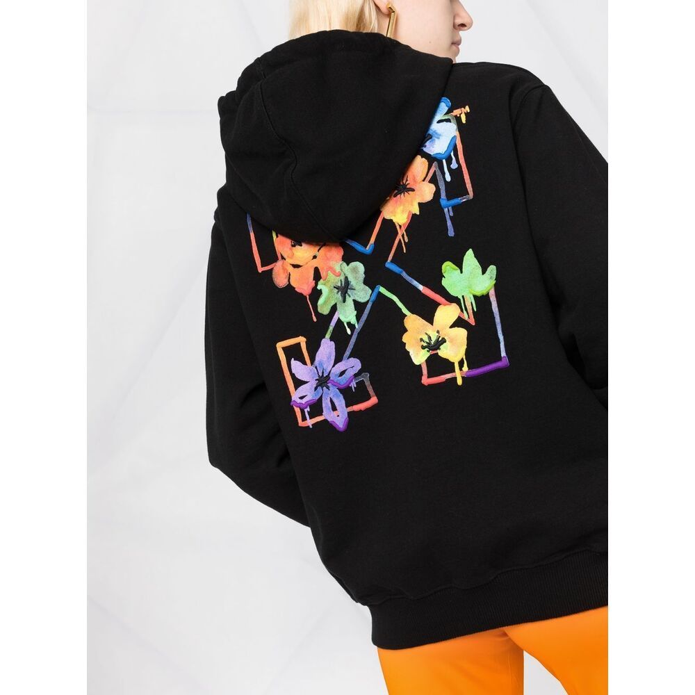 Off-white Arrows-print Drawstring Hoodie In Black