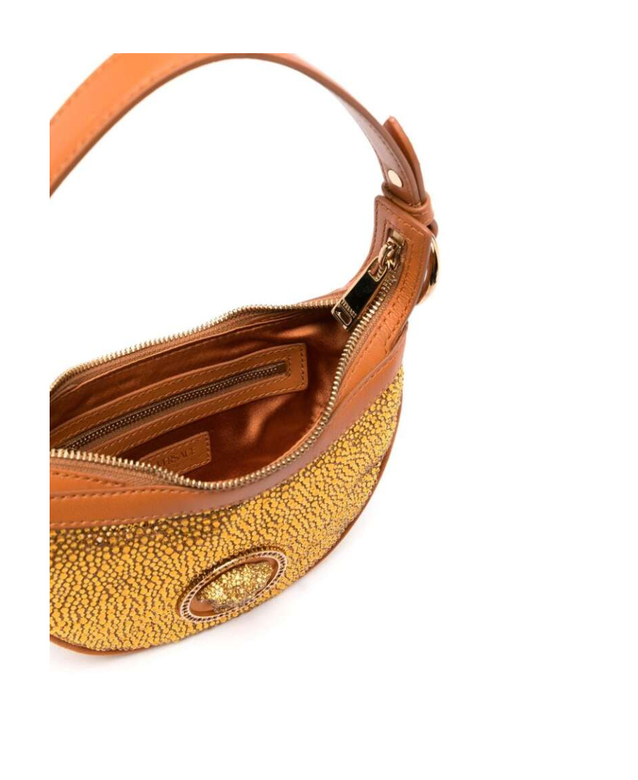 Versace Medusa-motif Embellished Tote Bag In Brown