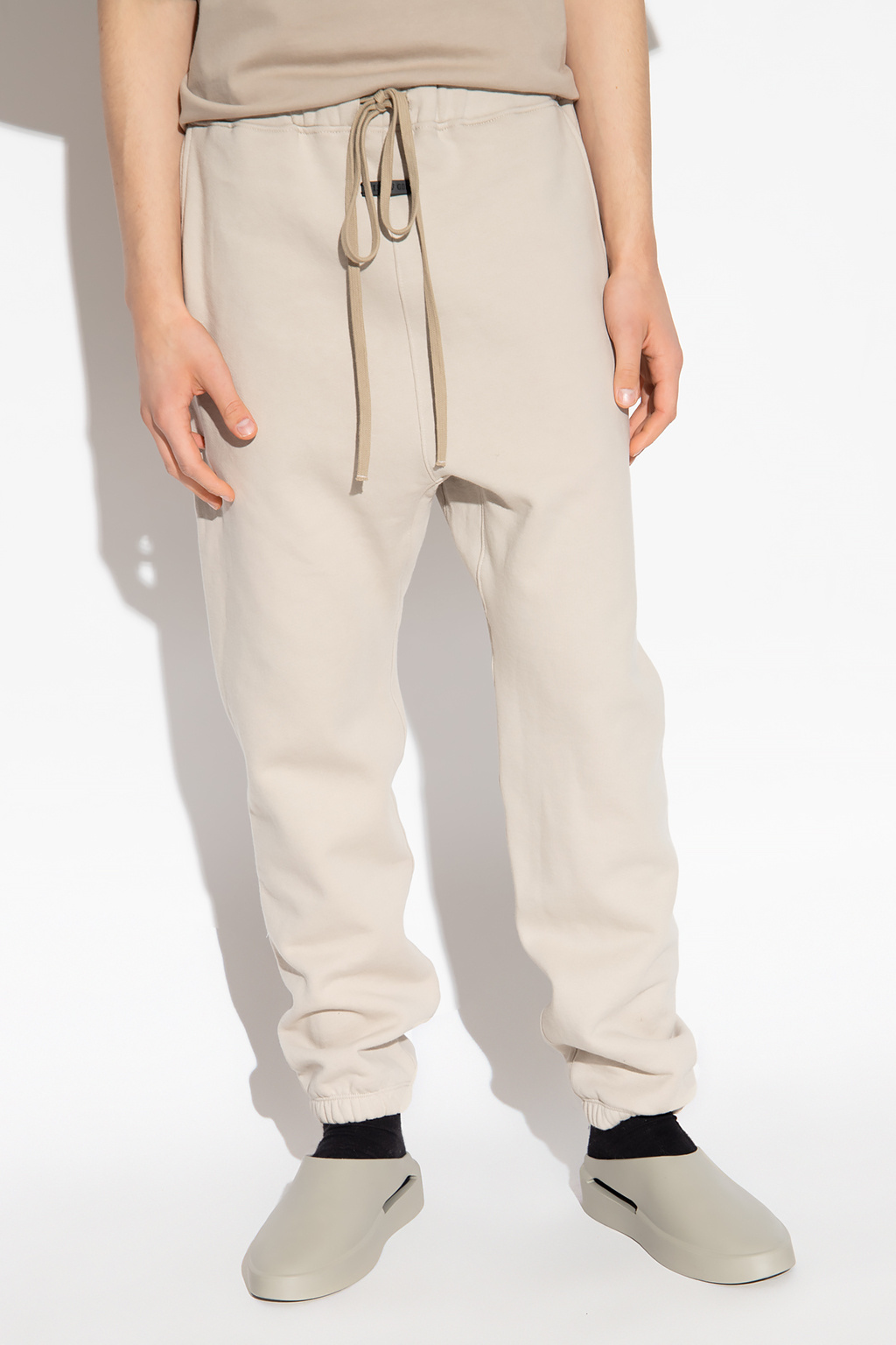 Fear Of God Logo-patch Cotton Track Pants In Nude