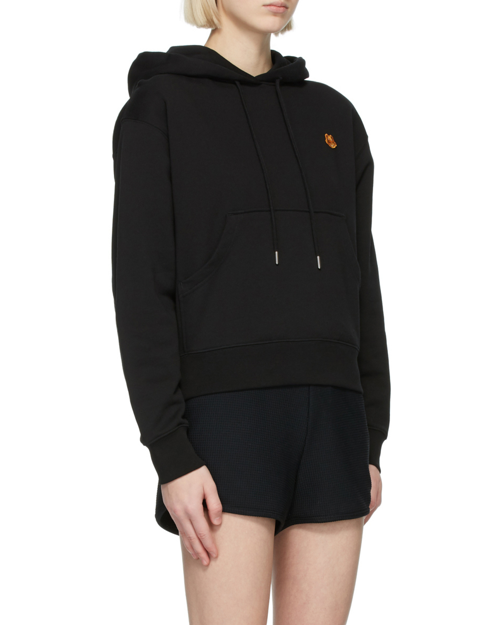 Kenzo Tiger Crest Embroidered Drawstring Hoodie In Blue