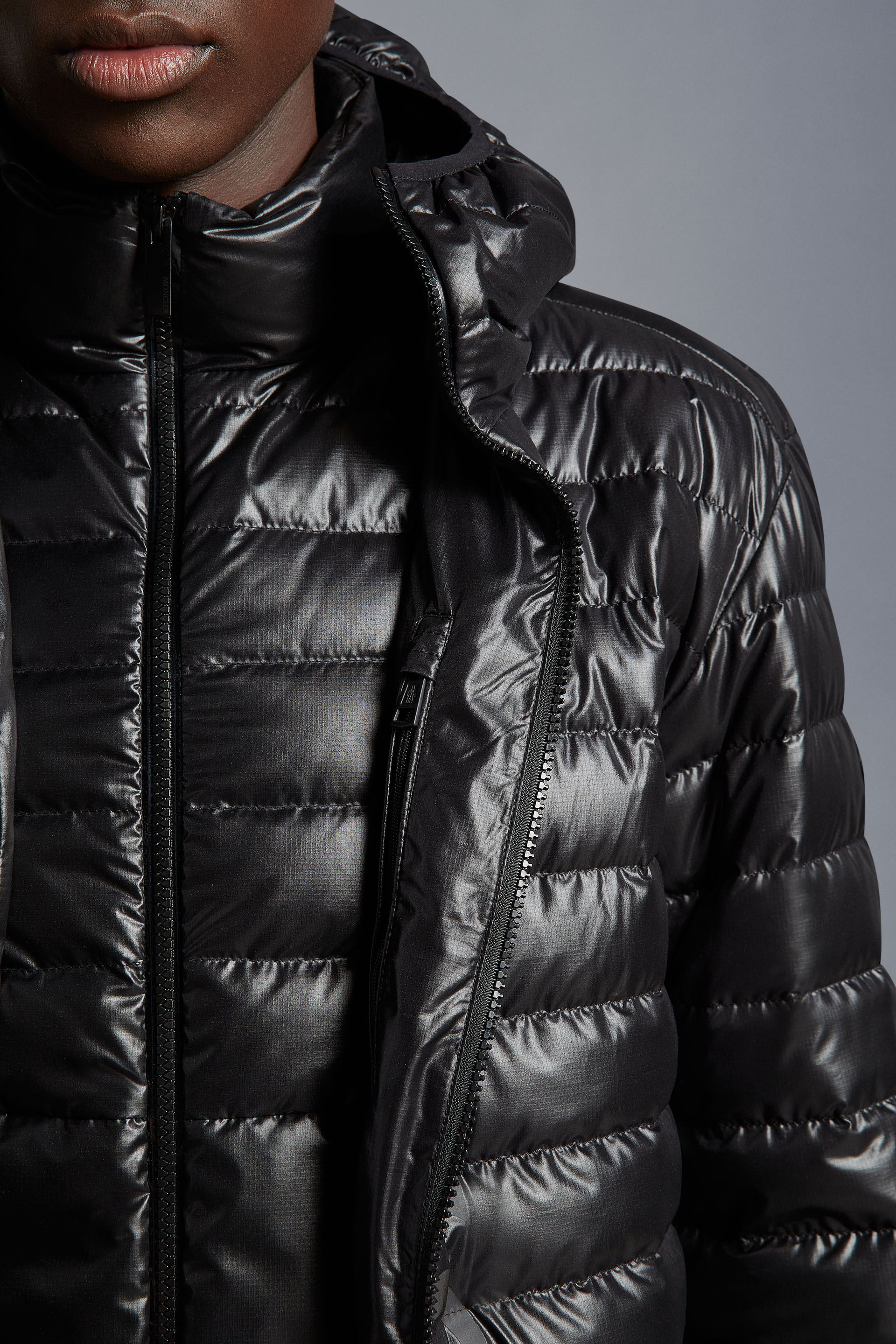 Moncler Tonal Logo-print Padded Jacket In Black