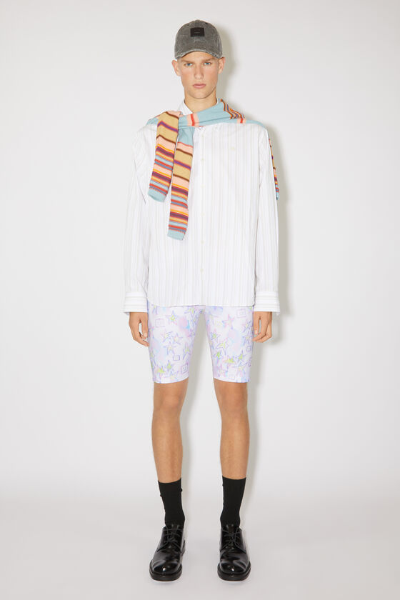 Acne Studios Face-print Tie-dye Shorts In White