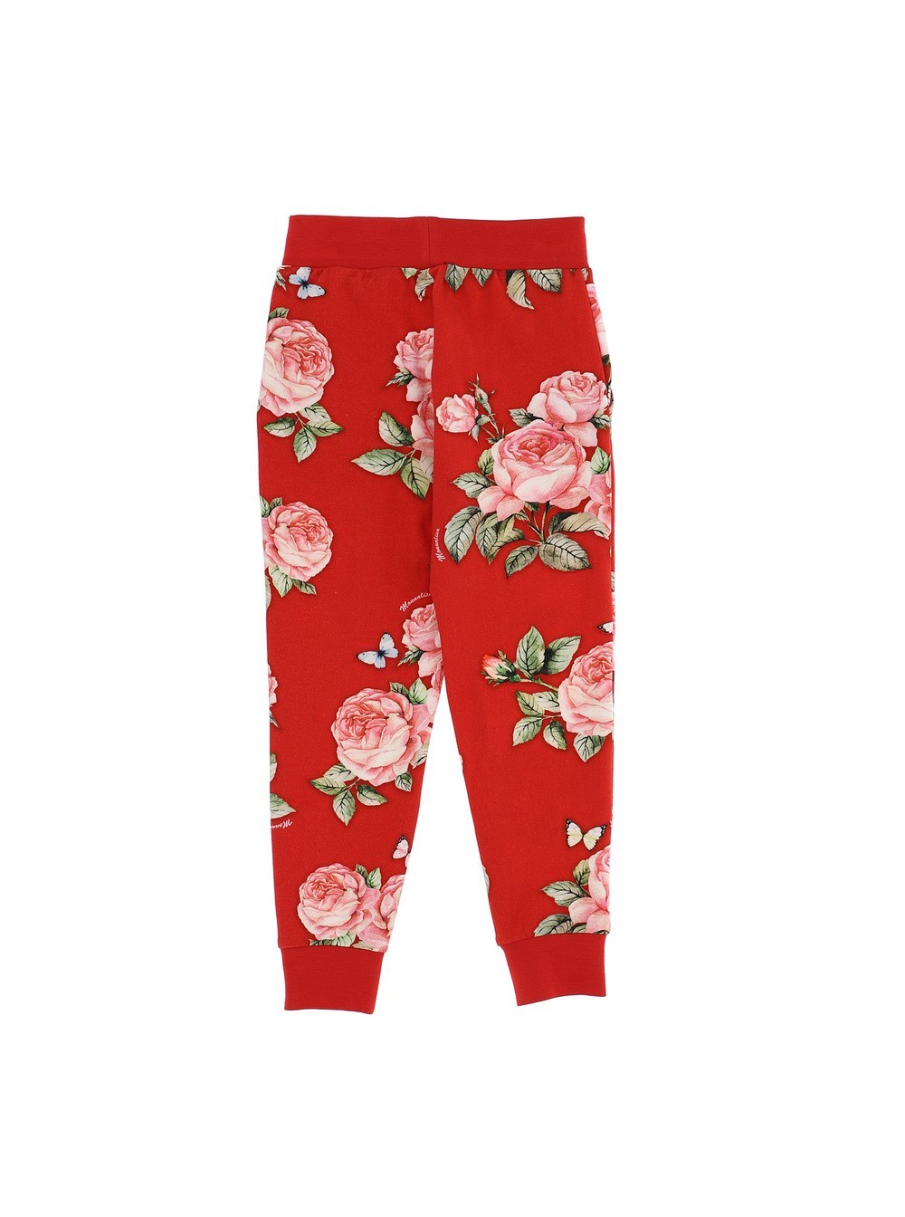 Monnalisa Rose Pattern Print Track Trousers In Red